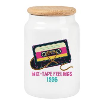 Retro Mix-Tape 1995 - Keksdose mit Holzdeckel - Weiß - Vorne