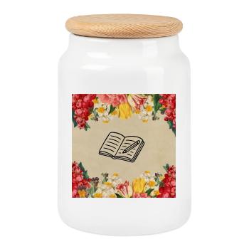 Vintage Floral Journal Journée des femmes - Boîte à biscuits avec couvercle en bois - blanc - Devant