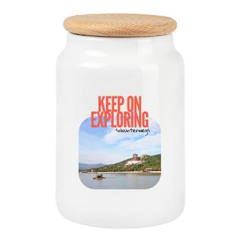 Keep on Exploring – Reise China Sommerpalast - Keksdose mit Holzdeckel - Weiß - Vorne