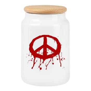 Paz Graffiti Roja - Boîte à biscuits avec couvercle en bois - blanc - Devant