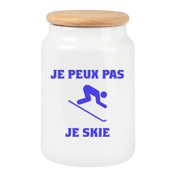 ICH KANN NICHT. SKI. SKI. SCHLÄGER. SCHNEE. SNOWBOARDEN - Keksdose mit Holzdeckel - Weiß - Vorne