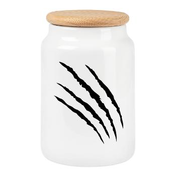 kratzer tatze klaue claws pfote - Boîte à biscuits avec couvercle en bois - blanc - Devant