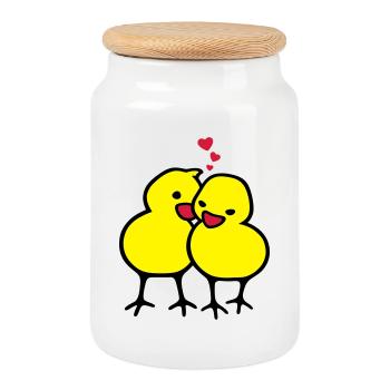 Chicks in Love (c) - Keksdose mit Holzdeckel - Weiß - Vorne