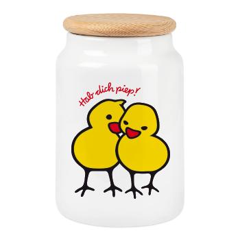 Did you beep - Cookie Jar with Wooden Lid - white - Front
