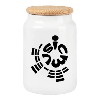 music (1c) - Boîte à biscuits avec couvercle en bois - blanc - Devant