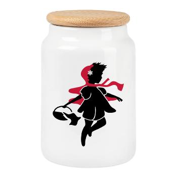 Little Red Riding Hood on the way to the - Cookie Jar with Wooden Lid - white - Front