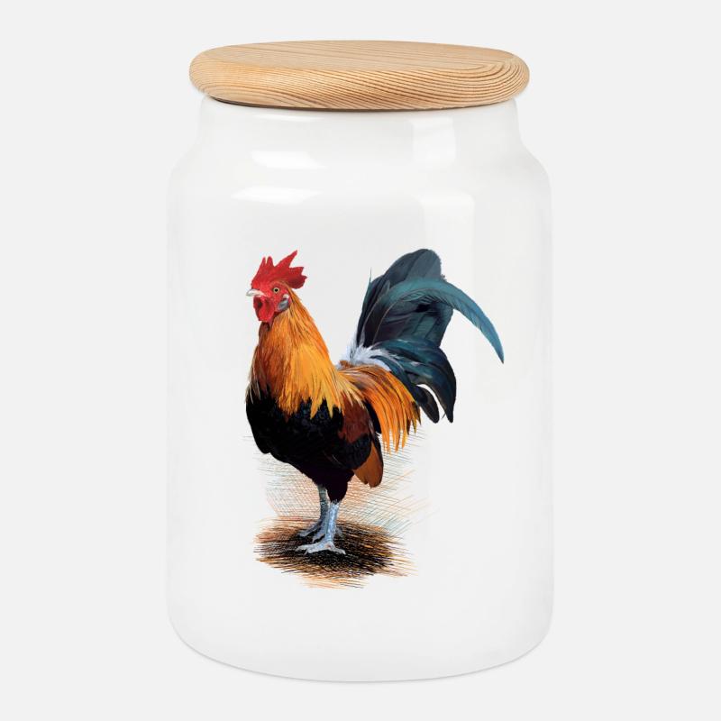 Huhn - Keksdose mit Holzdeckel - Weiß