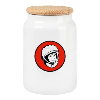 Youri Gagarine cosmonaute Russie Spoutnik ISS rétro - Boîte à biscuits avec couvercle en bois - blanc - Devant