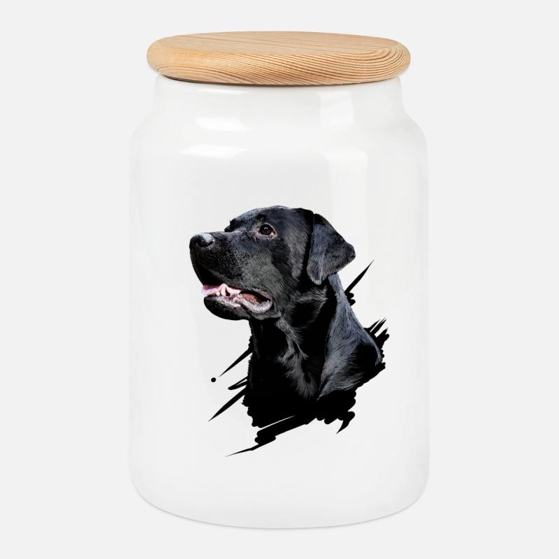 Labrador - Keksdose mit Holzdeckel - Weiß