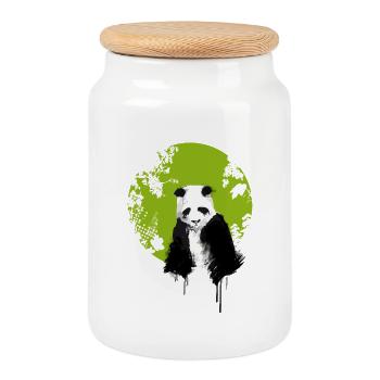 panda welt erde umwelt traurig save klima demo LOL - Keksdose mit Holzdeckel - Weiß - Vorne