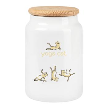 chat de yoga de chat mignon humour namaste drôle LOL - Boîte à biscuits avec couvercle en bois - blanc - Devant