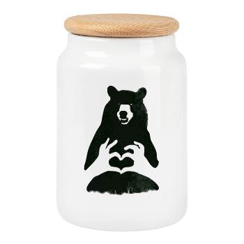 Bear Grizzly Bear Brown Bear Heart Nature Camping Strong lo - Cookie Jar with Wooden Lid - white - Front