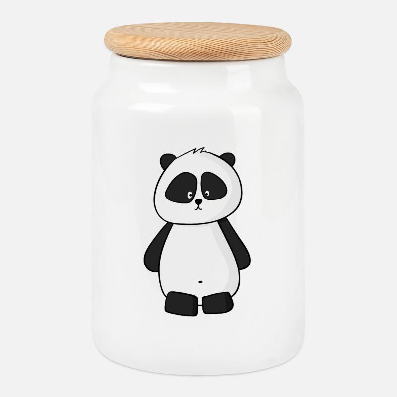 Panda - Keksdose mit Holzdeckel - Weiß