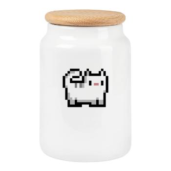 Retro cat - Cookie Jar with Wooden Lid - white - Front