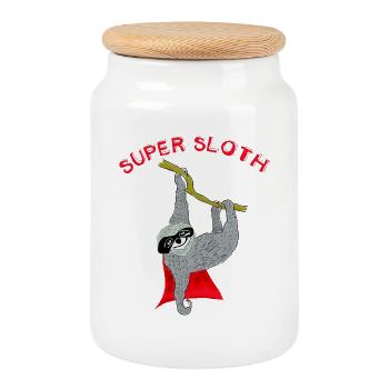 super sloth Faultier chillen Schlaf Slow nerd faul - Keksdose mit Holzdeckel - Weiß - Vorne