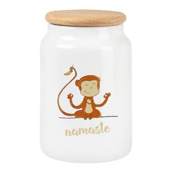 namaste affe Banane Humor Buddha Meditation yoga o - Keksdose mit Holzdeckel - Weiß - Vorne