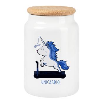 tapis roulant d'endurance unicardio Unicorn - Boîte à biscuits avec couvercle en bois - blanc - Devant