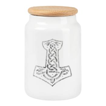 Mjolnir - Cookie Jar with Wooden Lid - white - Front