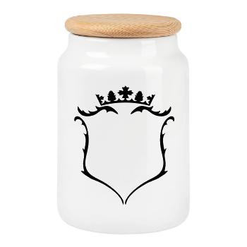 Un blason avec une couronne - Boîte à biscuits avec couvercle en bois - blanc - Devant