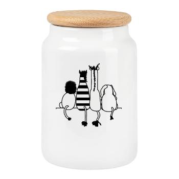 tiere hinten kiss back Zoo Giraffe Zebra Humor kid - Keksdose mit Holzdeckel - Weiß - Vorne