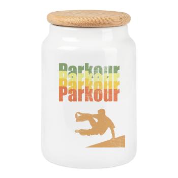 Parkour - Cookie Jar with Wooden Lid - white - Front