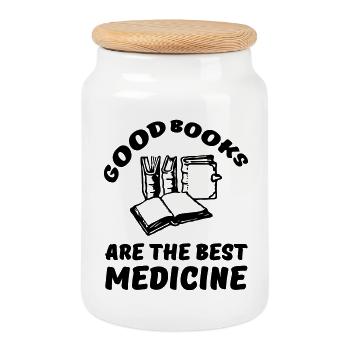 Livres Médecine Lecture Lecteur Cadeau Dire - Boîte à biscuits avec couvercle en bois - blanc - Devant