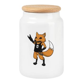 Rocker fox - Cookie Jar with Wooden Lid - white - Front