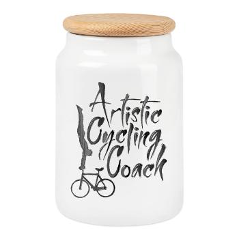 Artistic Cycling, Artistic Cycling, Indoor Cycling, Coach - Cookie Jar with Wooden Lid - white - Front