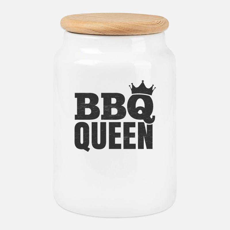 BBQ Queen - Keksdose mit Holzdeckel - Weiß