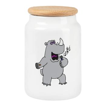 drôles animaux plantes fruits légumes motifs enfants - Boîte à biscuits avec couvercle en bois - blanc - Devant