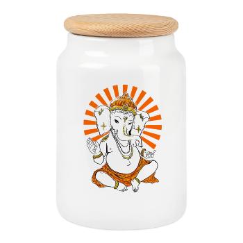 budda elefant Ganesha Yoga om Gott Namaste indien - Keksdose mit Holzdeckel - Weiß - Vorne