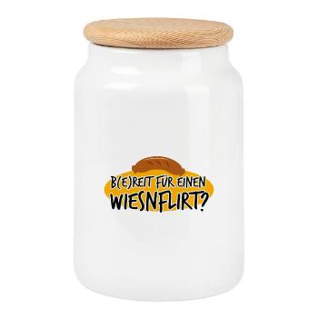 Wiesn Tracht Volksfest saufen Maß Bier - Keksdose mit Holzdeckel - Weiß - Vorne