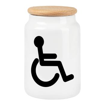 Symbole de base du fauteuil roulant # - Boîte à biscuits avec couvercle en bois - blanc - Devant