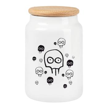 Monster halloween ghosts eyes manga creepy snap - Cookie Jar with Wooden Lid - white - Front