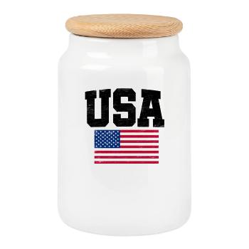 États-Unis - Boîte à biscuits avec couvercle en bois - blanc - Devant