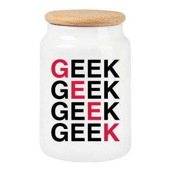 Geek! - Cookie Jar with Wooden Lid - white - Front