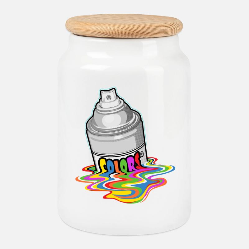 Melting spray - Cookie Jar with Wooden Lid - white