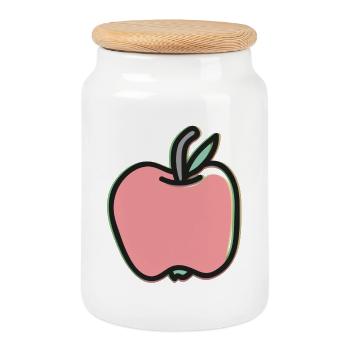 Süßer Apfel Cartoon – Kawaii Frucht Illustration - Keksdose mit Holzdeckel - Weiß - Vorne