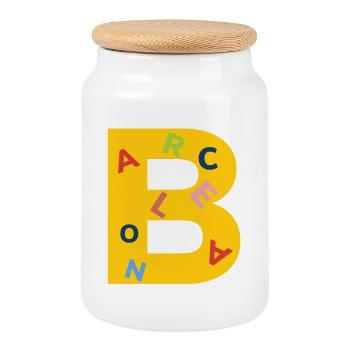 Barcelona T-Shirt  - Keksdose mit Holzdeckel - Weiß - Vorne