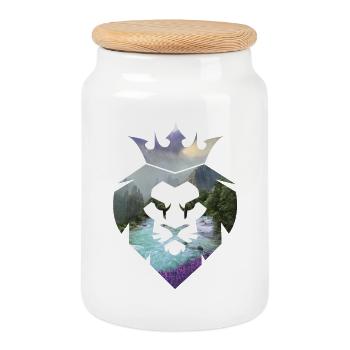 Lion - Boîte à biscuits avec couvercle en bois - blanc - Devant