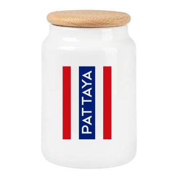Pattaya Thailand Souvenir Shirt Holiday Remembrance - Cookie Jar with Wooden Lid - white - Front