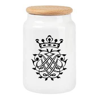 Bach Seal / Monogram / Coat of Arms / Insignia / Logo - Cookie Jar with Wooden Lid - white - Front