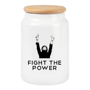 Activist activist Fight the power revolution - Cookie Jar with Wooden Lid - white - Front