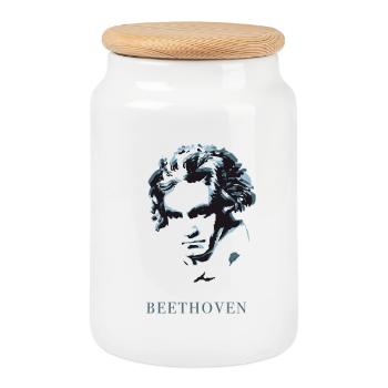 beethoven excentrique genie musique sourd compositeur f - Boîte à biscuits avec couvercle en bois - blanc - Devant