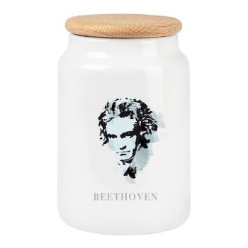 beethoven classique musique compositeur concert sourd pop - Boîte à biscuits avec couvercle en bois - blanc - Devant