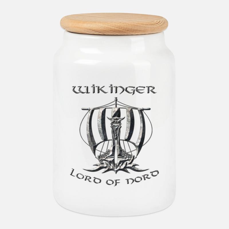 Wikinger 2 - Keksdose mit Holzdeckel - Weiß