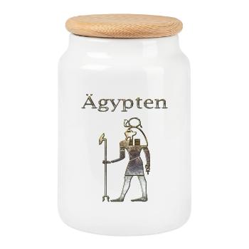Egypt 77 - Cookie Jar with Wooden Lid - white - Front