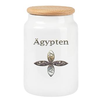 Egypt 86 - Cookie Jar with Wooden Lid - white - Front