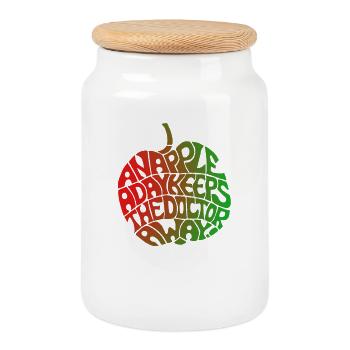 "Apple Design" Rouge - Vert par Chris Illustrations - Boîte à biscuits avec couvercle en bois - blanc - Devant