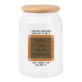 mathematics - Cookie Jar with Wooden Lid - white - Front